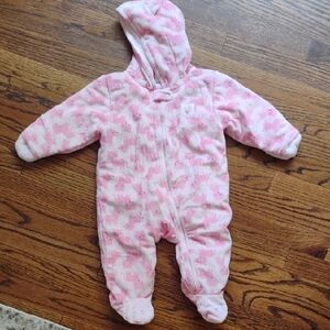 Carter's Pink Cat Footed One Piece Winter Suit